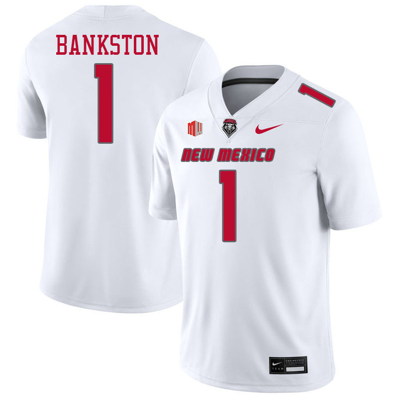 New Mexico Lobos #1 Damon Bankston College Football Jerseys,Uniforms-White